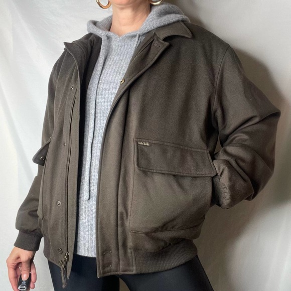 Faconnable Other - Faconnable wool bomber jacket coat faux suede vegan leather insulated FLAWED M